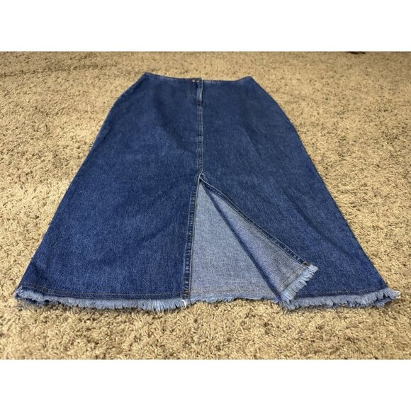 Womens Vintage Maxi Denim Skirt Slit Front Pencil Skirt Frayed Hem Boho Sz 10P - Picture 5 of 8